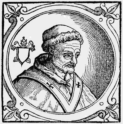 Бенедикт VI, папа Римский. Гравюра (Sacchi. Vitis pontificum. 1626)