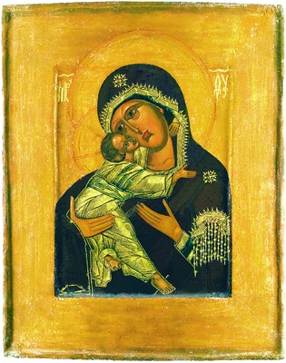 Владимирская икона Божией Матери. Сер. XVI в. Мастер Давид Сирах. (СПГИАХМЗ)