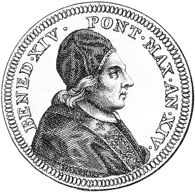 Бенедикт XIV, папа Римский. Гравюра И. С. Лейтнера