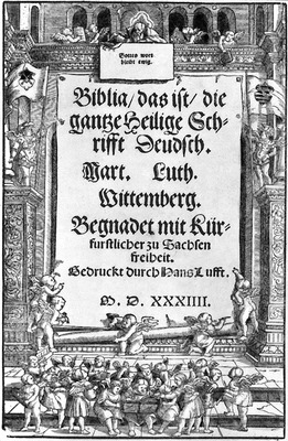 Титульный лист Библии, переводенной М. Лютером. Виттенберг, 1534 (РГБ)