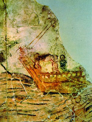 Хождение по водам. Роспись «Домовой церкви» в Дура-Европос. Между 232 и 256 гг. (Йельская художественная галерея, США)